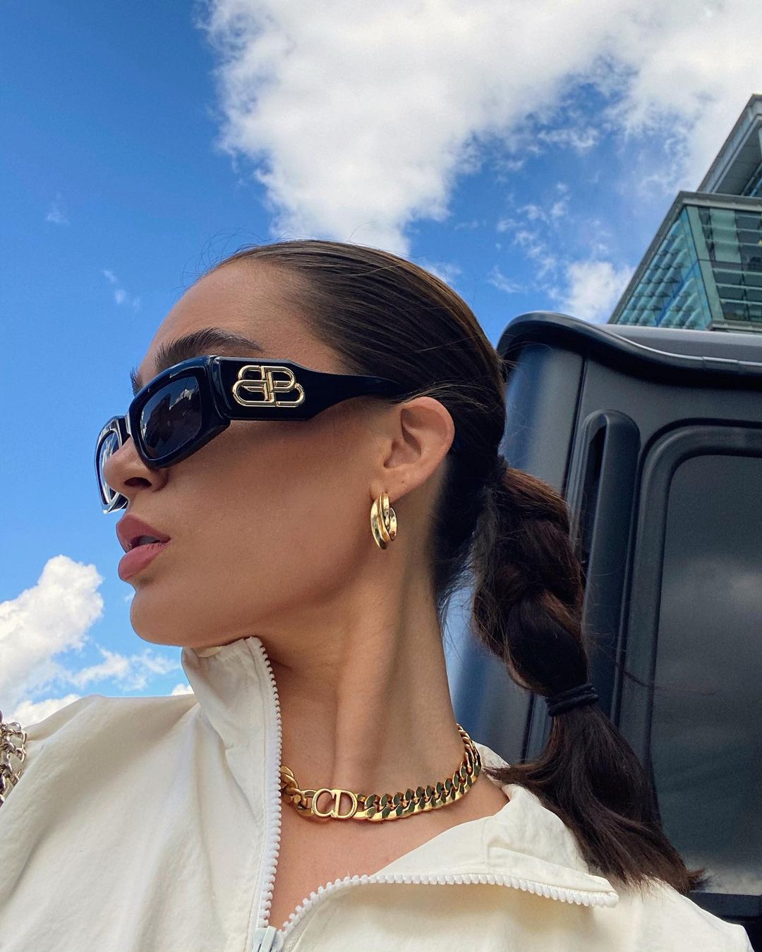 Fashion Oversized Square Sunglasses Women 2023 New Luxury Pearl