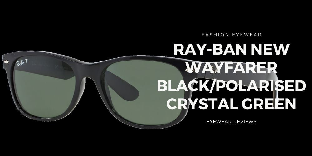 RayBan New Wayfarer RB2132 901/58 In Black/Polarized Crystal Green