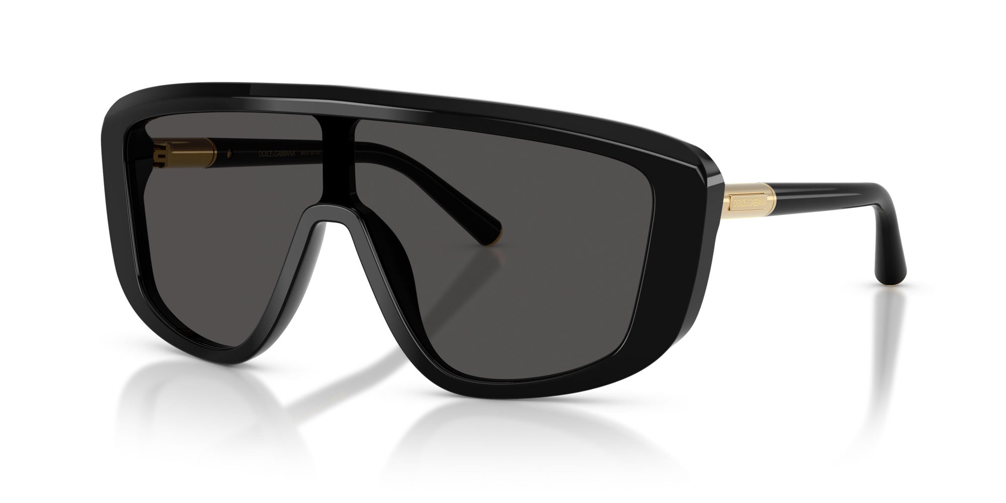 Dolce & Gabbana Black Shield Sunglasses with Dark Lenses Sunglasses Dolce & Gabbana DG4384 | Free Shipping | Glasses.com® main image 3