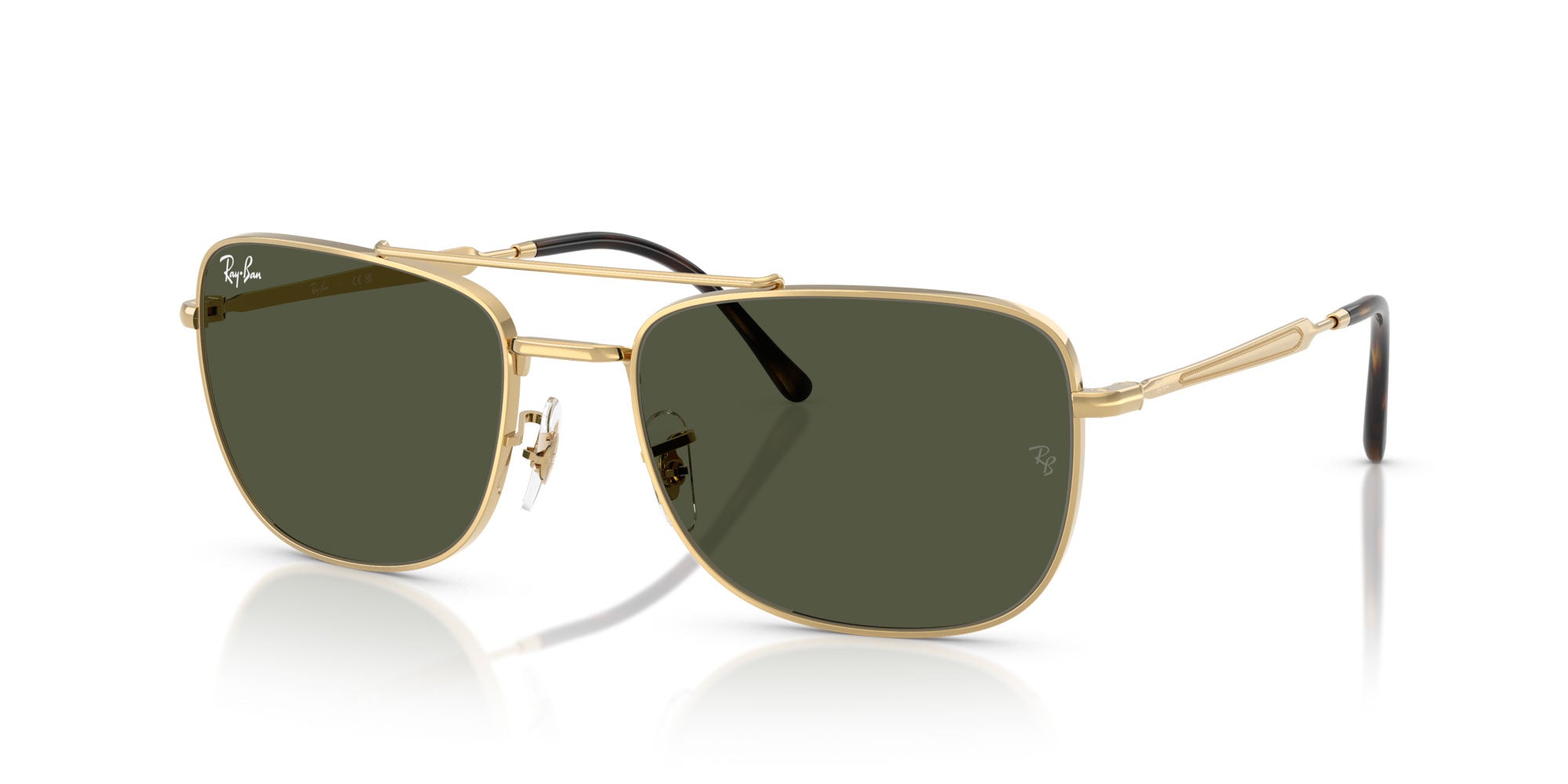 Ray-Ban Gold Frame Rectangular Sunglasses with Black Case The Ray-Ban 3025â€™s tear-shaped frame is a quirky play on  main image 3
