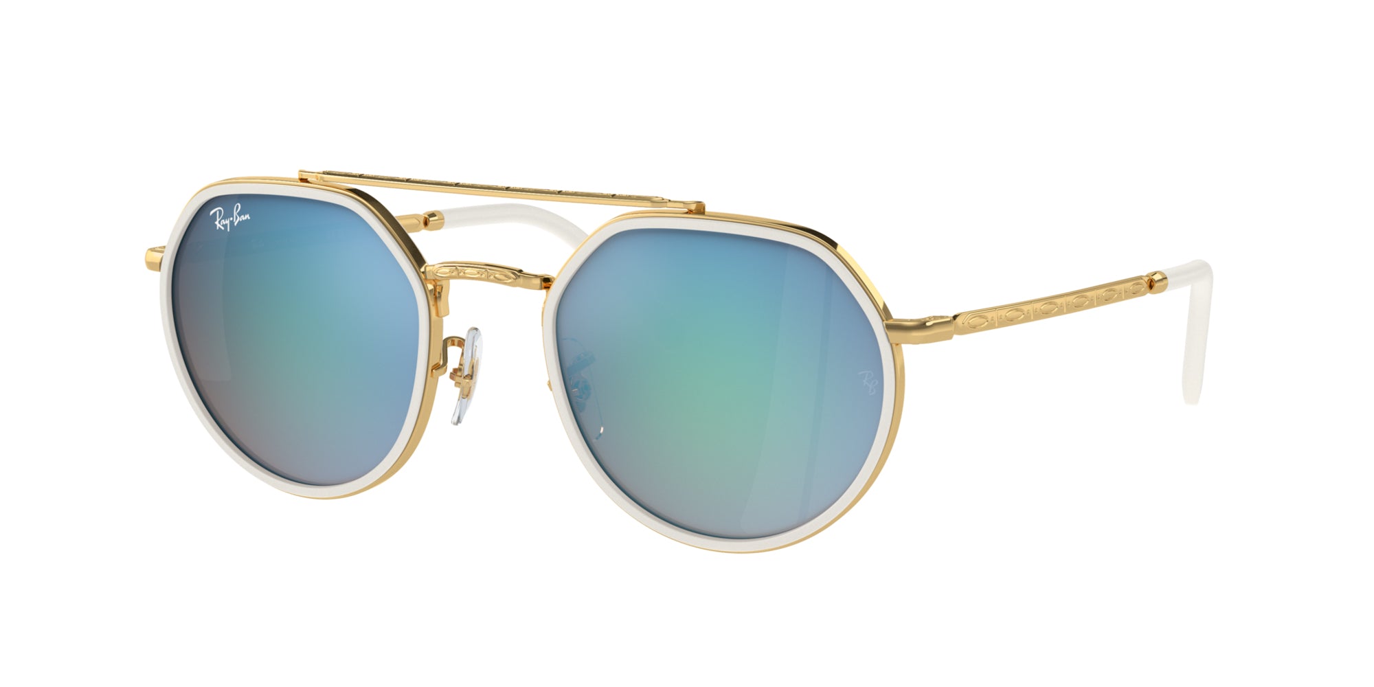 Ray-Ban Aviator Sunglasses in Teal and Gold Ray-Ban RB 3025 Dark Green Aviator Sunglasses 58 mm gold metal main image 2