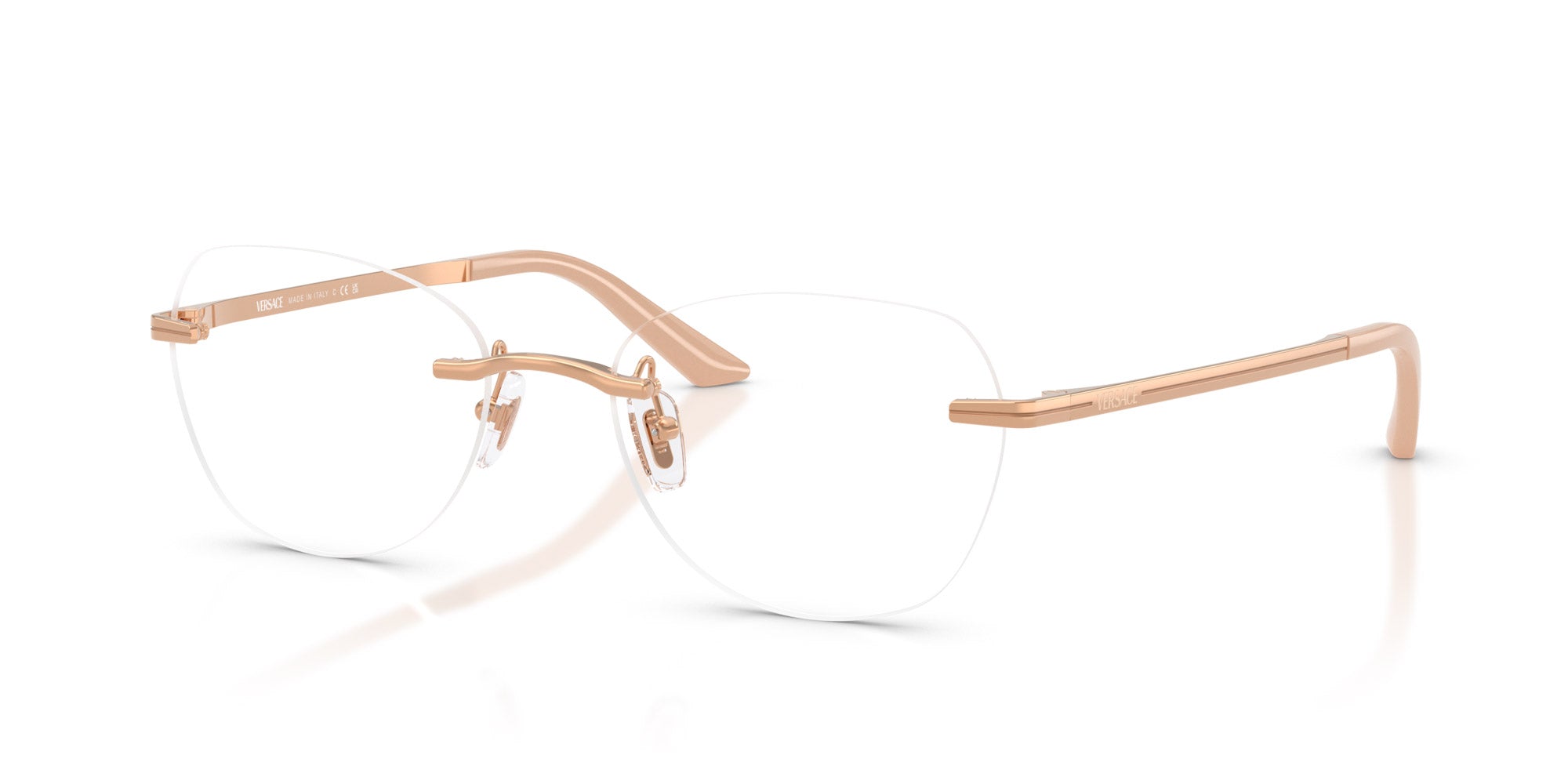 Versace Rose Rectangular Glasses Versace Rose Gold Metal Rectangular Medusa Glasses Red  main image 3
