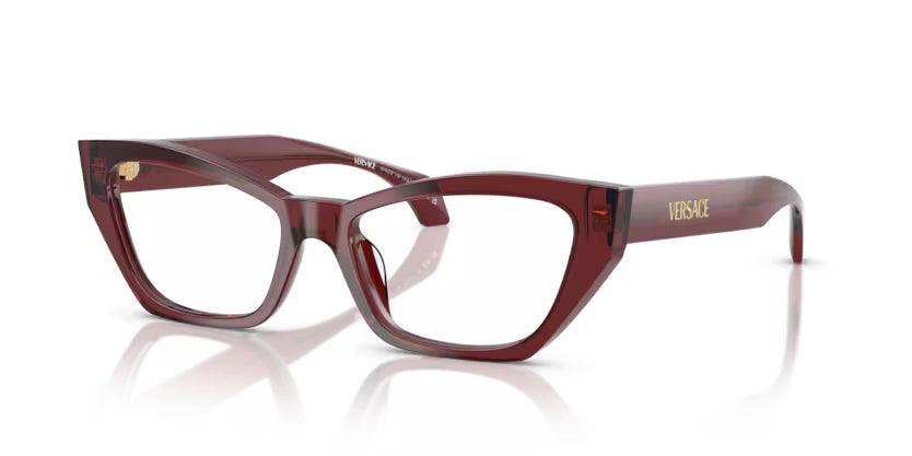 Brand new Versace Burgundy Square Cat-Eye Glasses with Gold Temples Signature Cat-Eye Glasses Burgundy | VERSACE main image 3