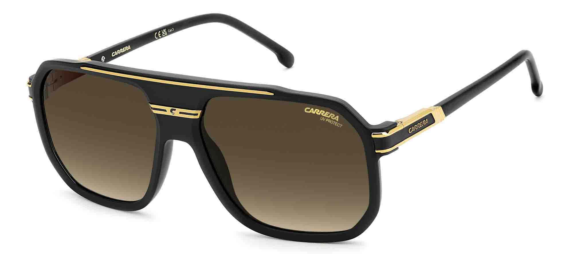 Carrera Gold Aviator Sunglasses with Dark Brown Lenses Amazon.com: Carrera CARRERA 1050/S 2M2 BLACK GOLD 63/10/135  main image 3