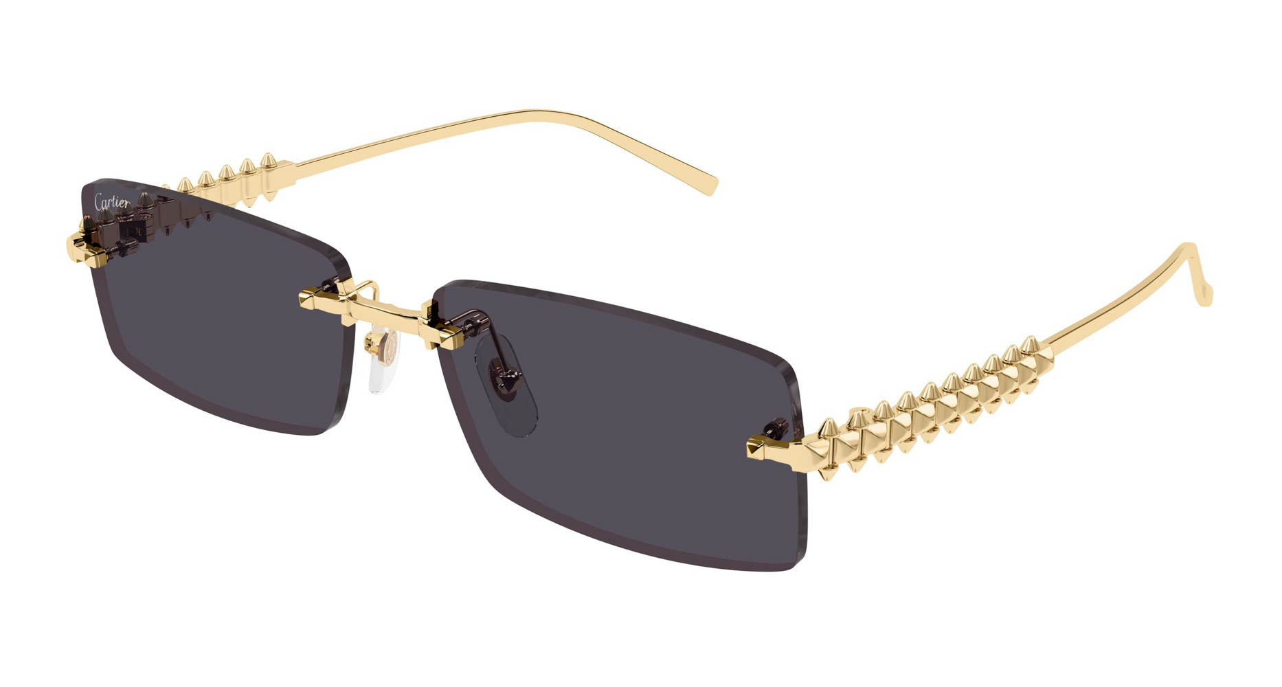 CARTIER Stylish Black Sunglasses with Gold Accents Cartier Sunglasses 1583SD half rim gold black square Size 55  main image 3