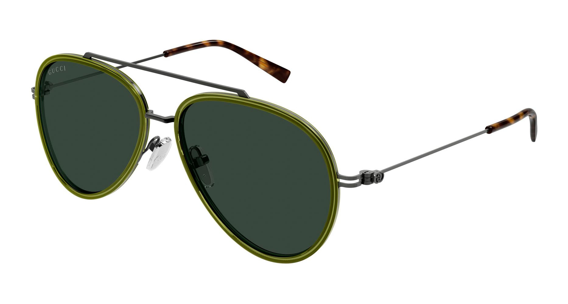 Gucci GG2381/S 032 Gold Black Frame Grey Lens Aviator Sunglasses Italy 62-16-125 Gucci GG Tiny 56mm Acetate & Metal Aviator Sunglasses  main image 2