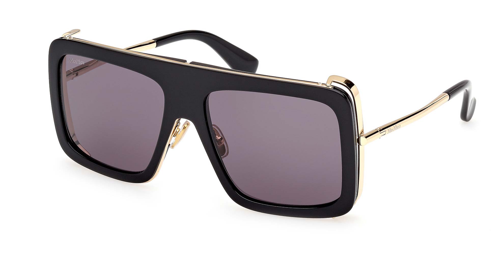 Max Mara Jean MM0119 01A Black Gold Oversized Square Shield Sunglasses New Max Mara Shield Metal Sunglasses | Neiman Marcus main image 4