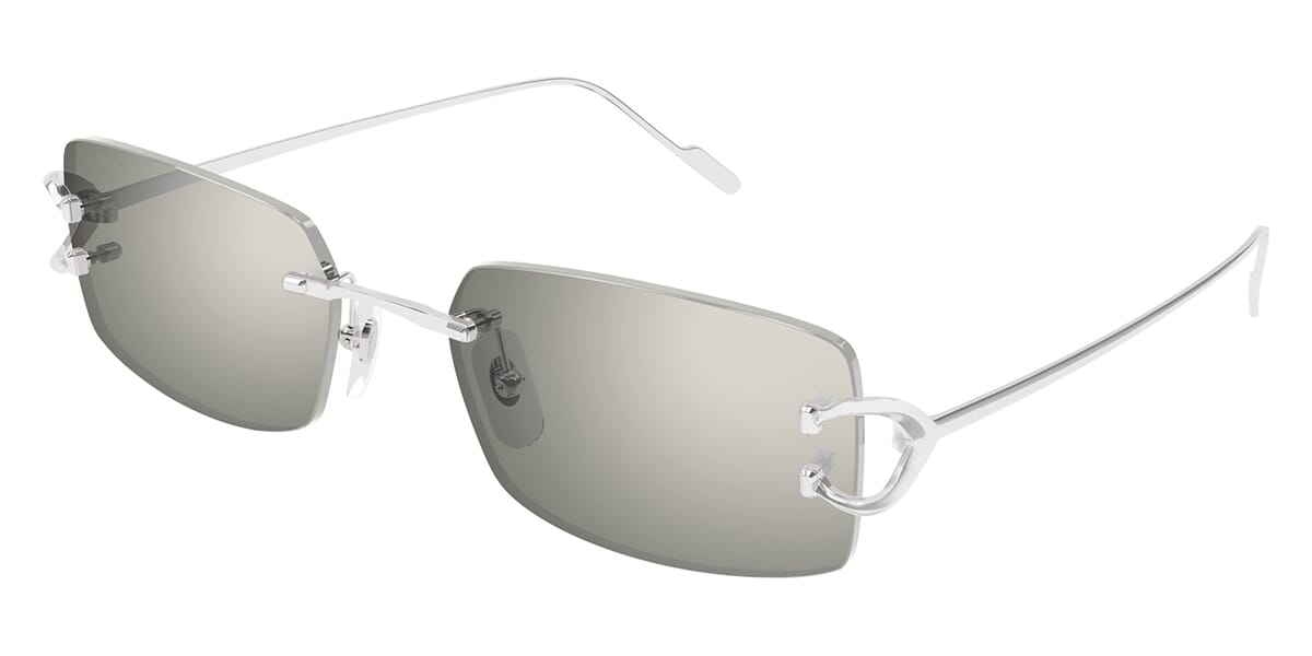 Cartier Chrome Rimless Grey Sunglasses Cartier CT0563S 001 Blue & Beyond Sunglasses - US main image 3