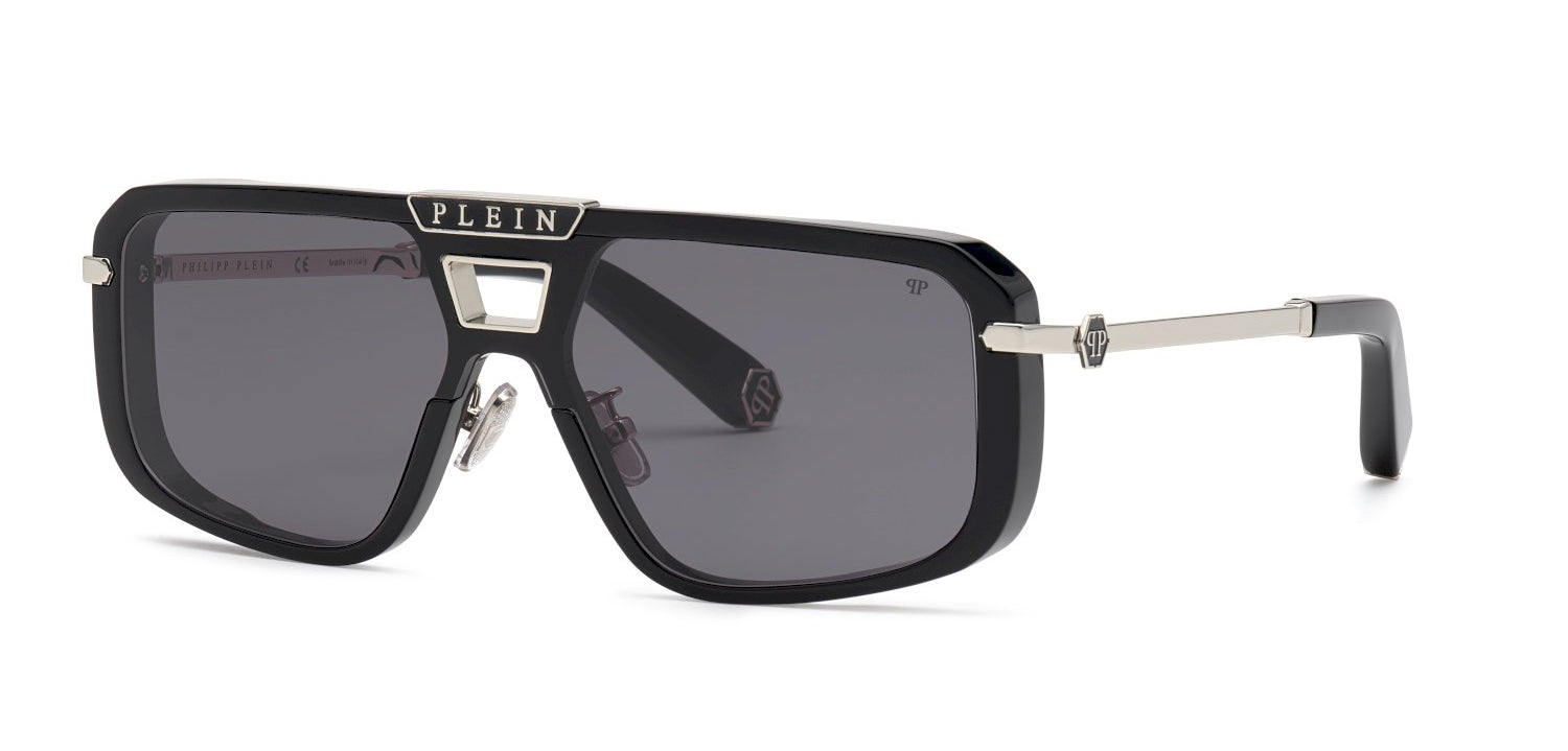 Philipp Plein Women Sunglasses Black Smoke Rainbow Mirror Pilot SPP008M 703V Philipp Plein Men main image 2