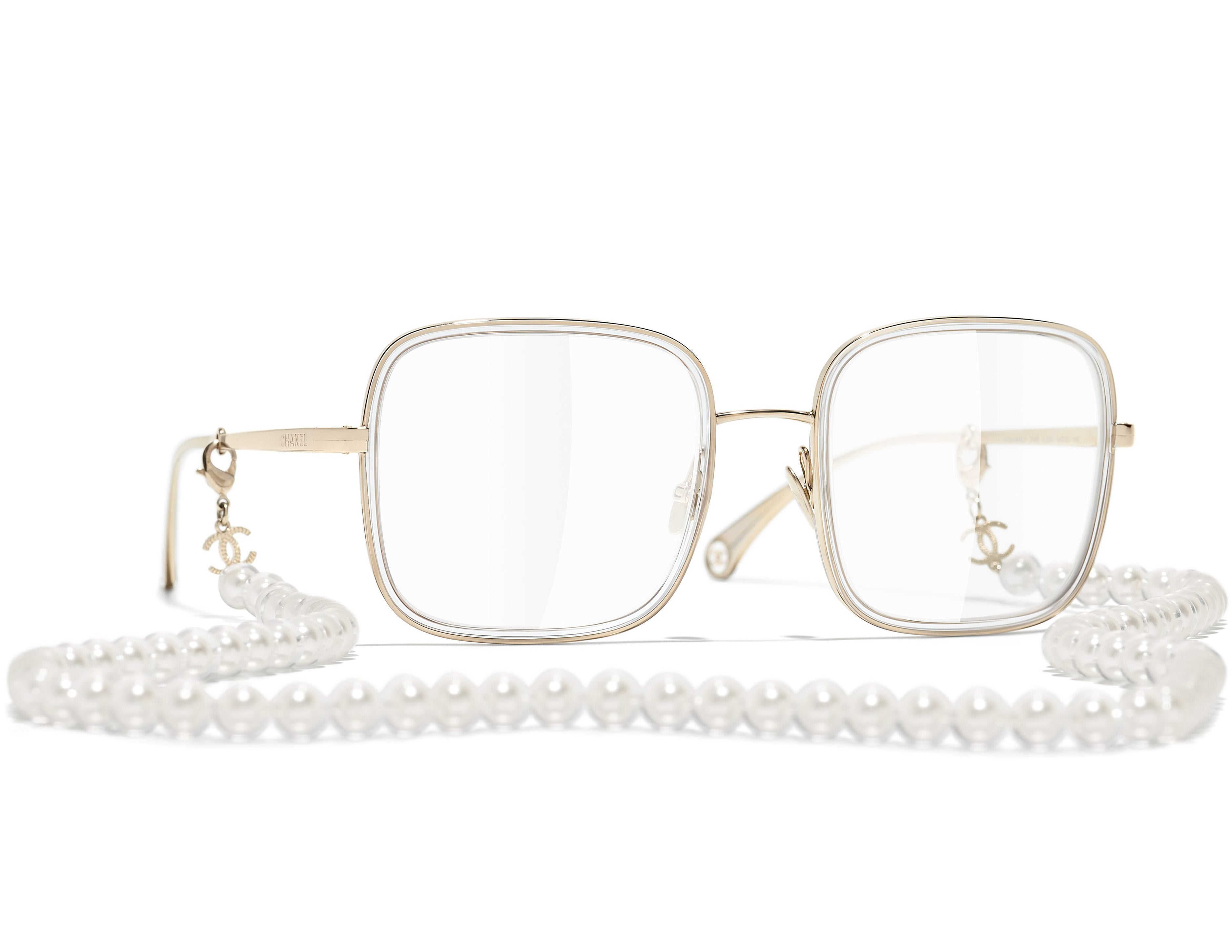 CHANEL Square Metal, & Glass Pearls Glasses | Fashion Eyewear