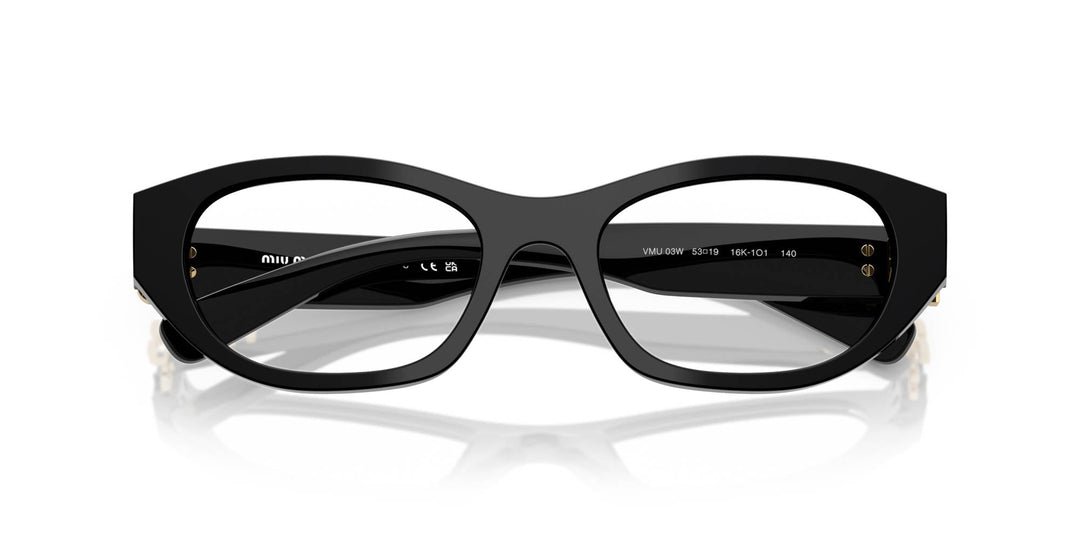 Miu Miu VMU 03P Cat Eye Eyeglasses‎ Black Gold Frames Designer MIU MIU MU 03XV Black Gold 1AB-1O1 51mm Women Eyeglasses  main image 4