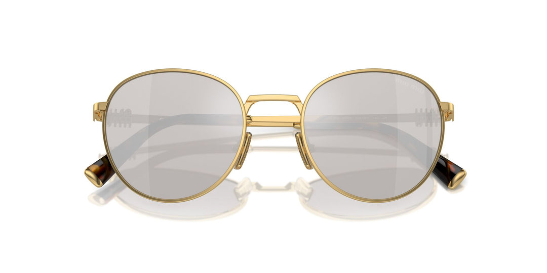 New w/ Tags Miu Miu MU 55Z Gold and Silver Round Frame Sunglasses. Miu Miu MU55ZS Gold Silver Lens Round Sunglasses – Designer  main image 4
