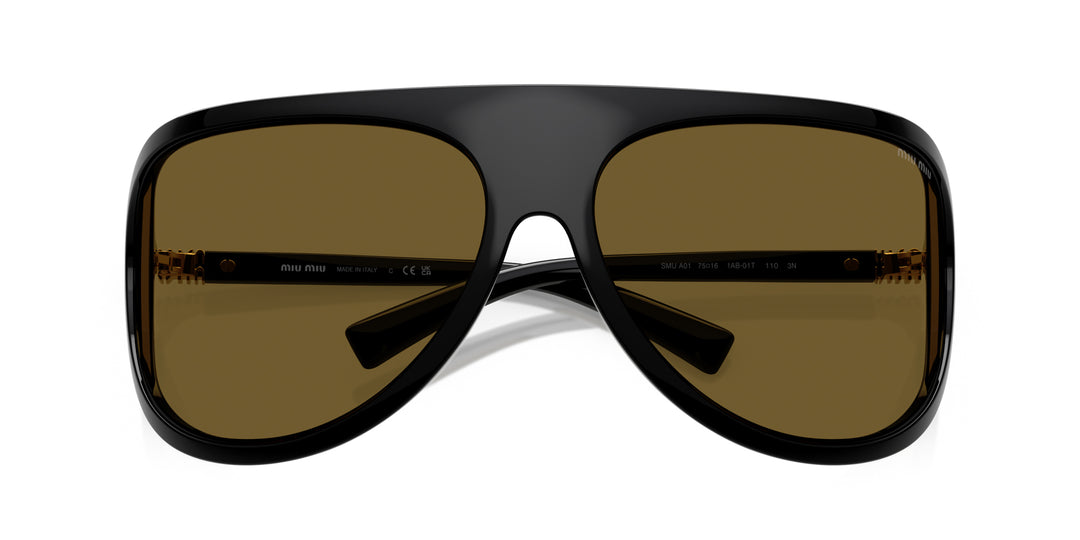 miu miu ブラウンレンズ サングラス SMU01A Miu Miu SMU A01 Wraparound Sunglasses | Fashion Eyewear US