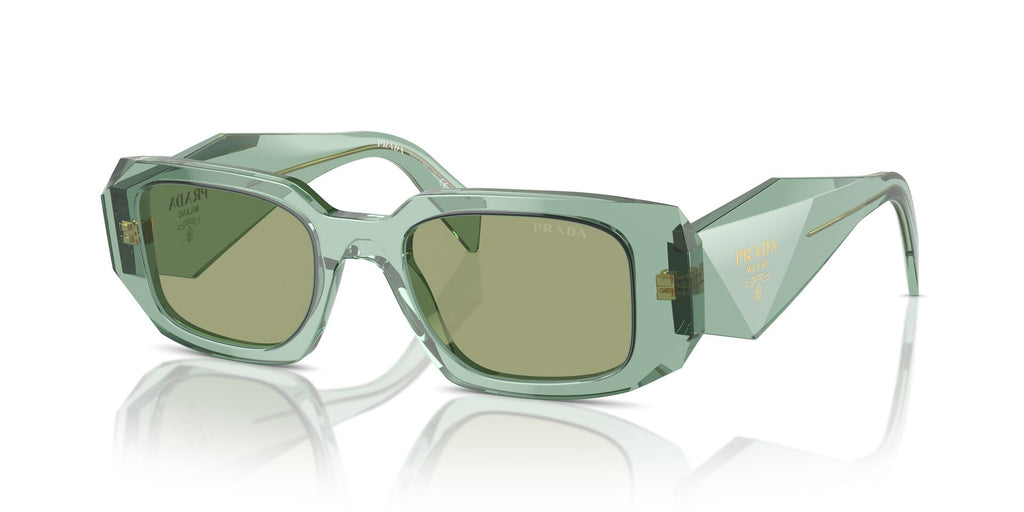 Prada SPR17W Transparent Sage/Green Internal Silver Mirror #colour_transparent-sage-green-internal-silver-mirror