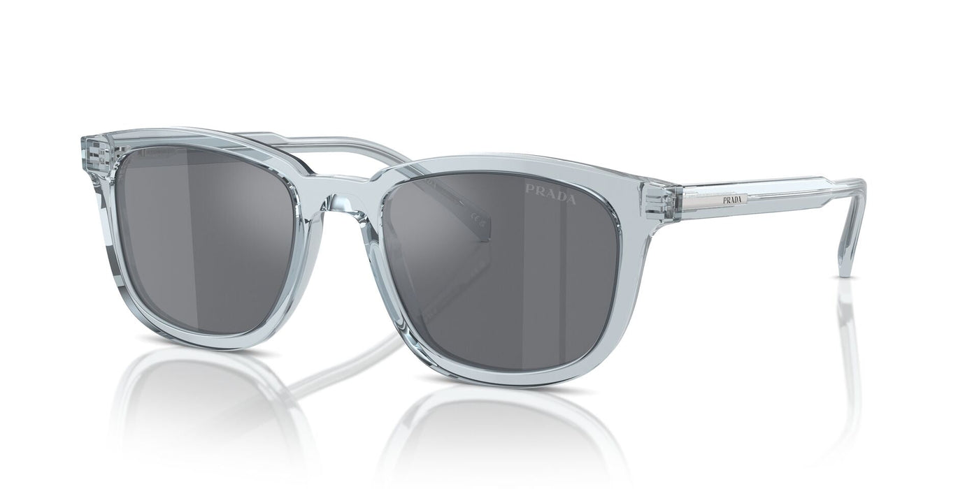 Prada SPR A21 Transparent Azure/Dark Grey Flash Silver #colour_transparent-azure-dark-grey-flash-silver