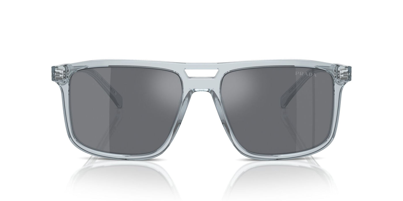 Prada SPR A22 Transparent Azure/Dark Grey Flash Silver #colour_transparent-azure-dark-grey-flash-silver