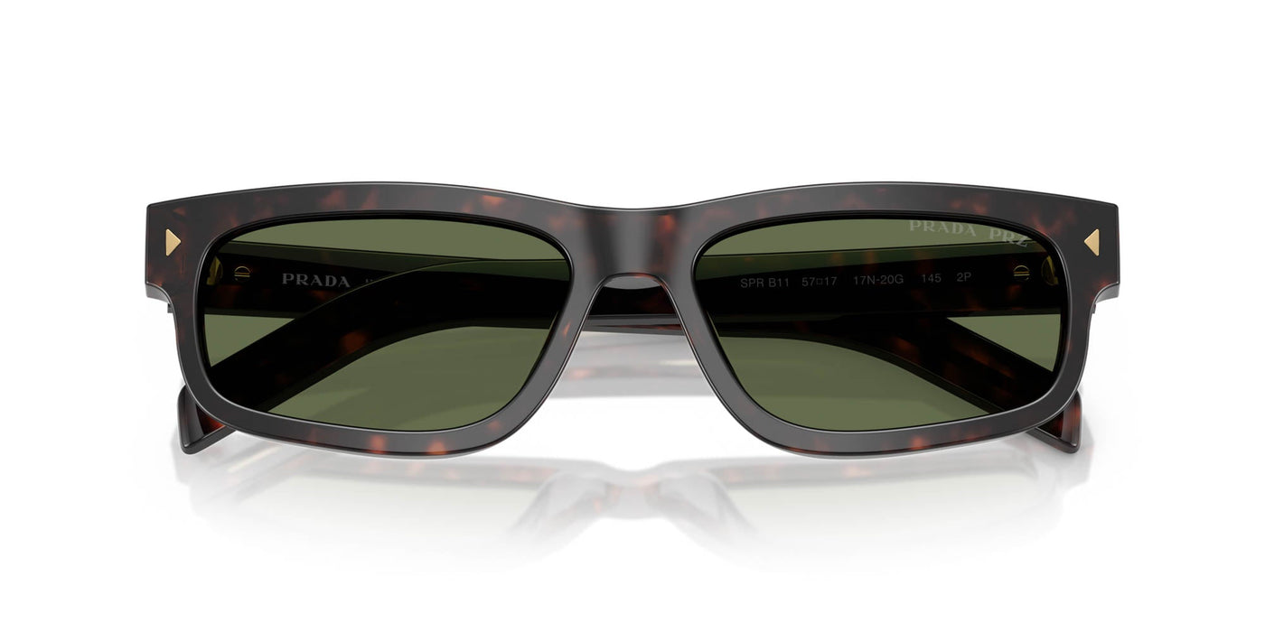 Prada SPR B11 Root Tortoise/Green Polarised #colour_root-tortoise-green-polarised