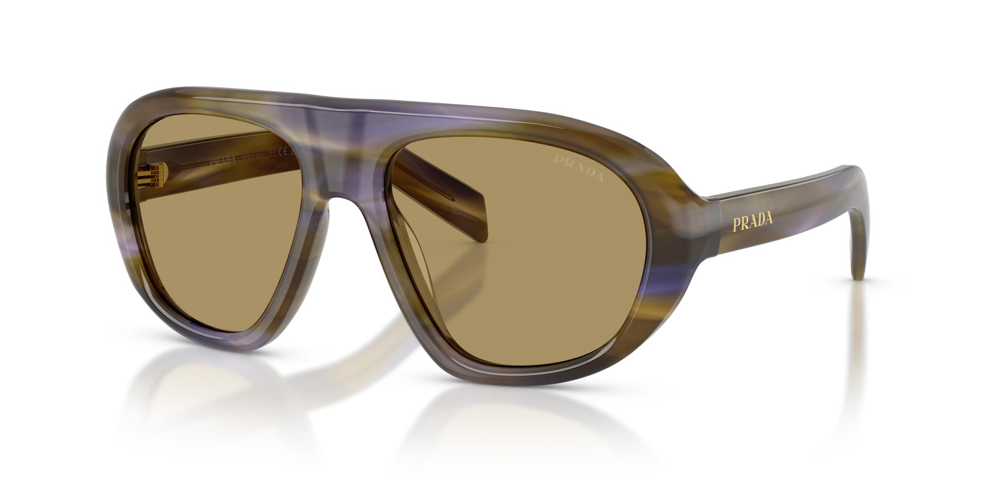 PRADA サングラス　SPR 05H ブラウン Prada SPR C05 Rectangle Sunglasses | Fashion Eyewear US