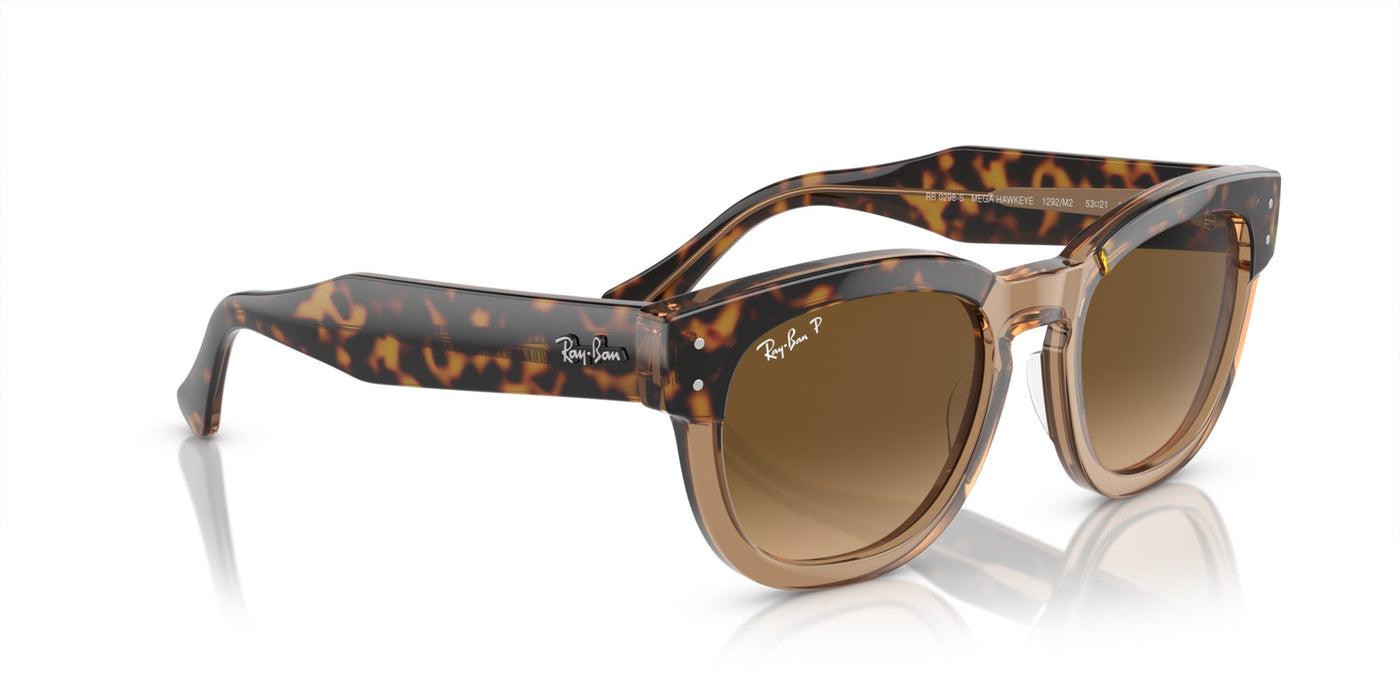 Ray-Ban Mega Hawkeye RB0298S Havana On Transparent Brown/Brown Polarised #colour_havana-on-transparent-brown-brown-polarised