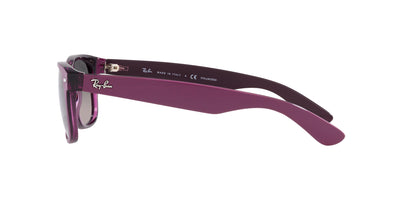 Ray-Ban New Wayfarer RB2132 Matte Violet On Transparent/Grey Gradient Polarised #colour_matte-violet-on-transparent-grey-gradient-polarised