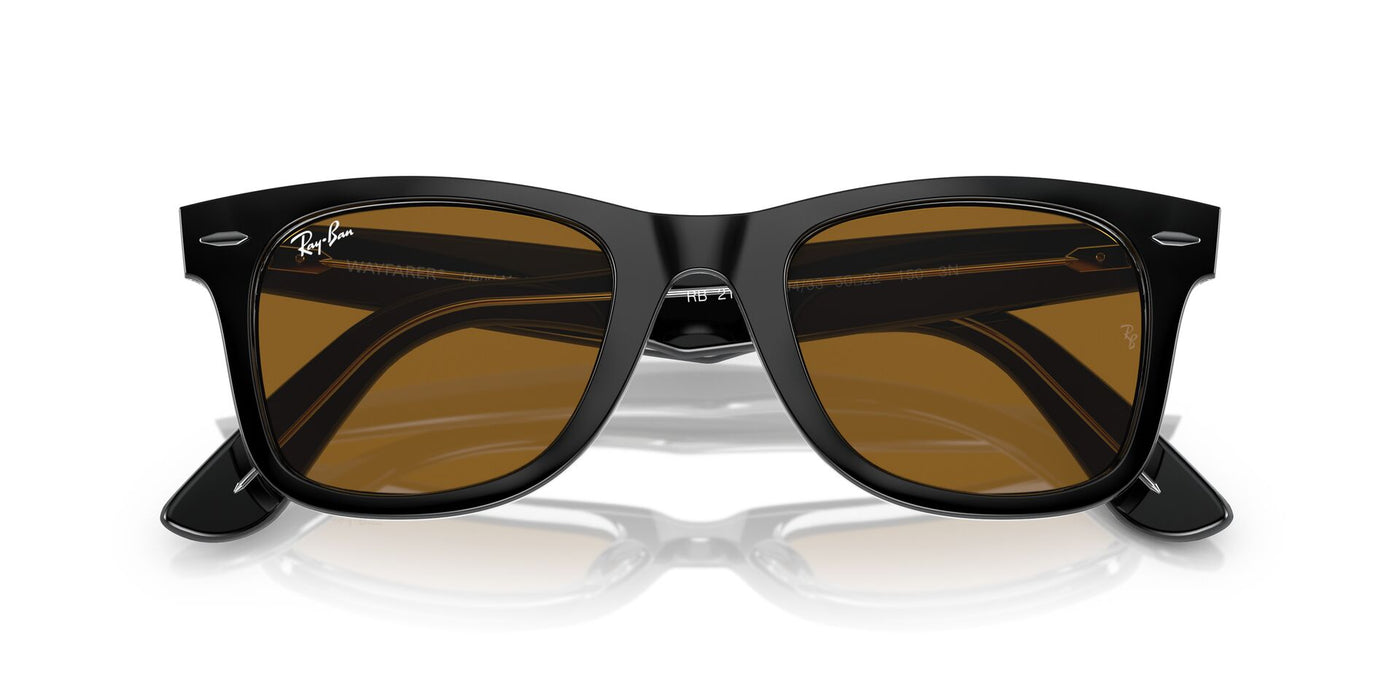 Ray-Ban Original Wayfarer RB2140 - Large Black On Transparent/Brown #colour_black-on-transparent-brown