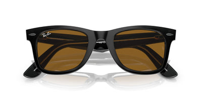 Ray-Ban Original Wayfarer RB2140 - Large Black On Transparent/Brown #colour_black-on-transparent-brown