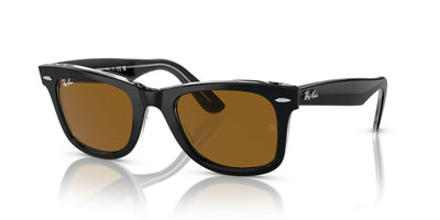 Ray-Ban Original Wayfarer RB2140 - Medium Black On Transparent/Brown #colour_black-on-transparent-brown