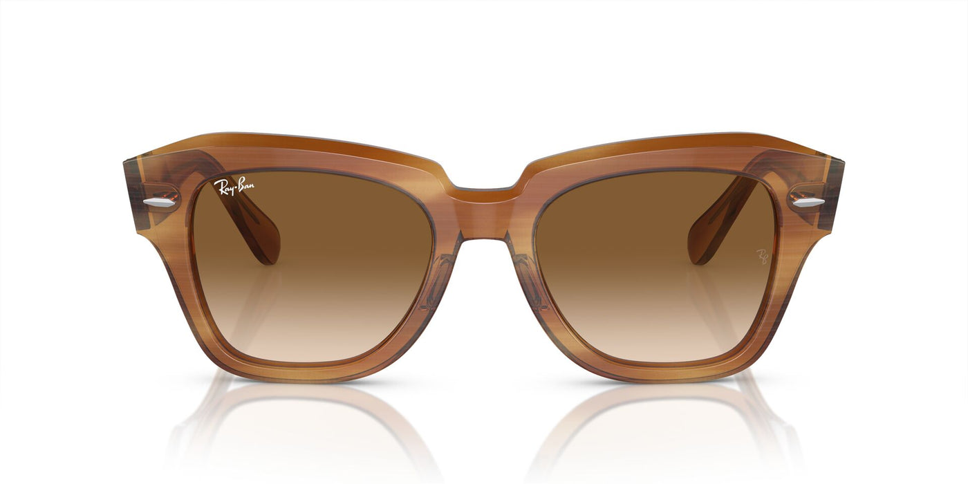 Ray-Ban State Street RB2186 Striped Brown/Clear-Brown #colour_striped-brown-clear-brown