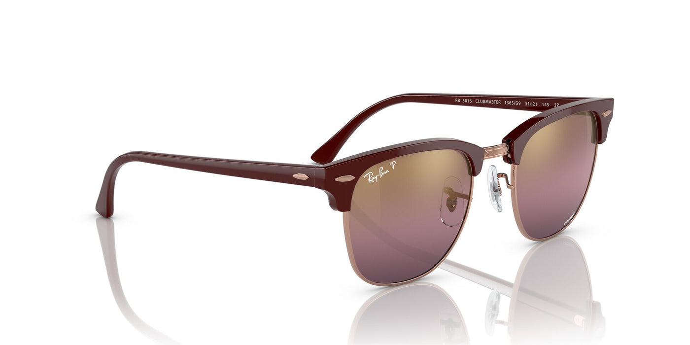 Ray-Ban Clubmaster RB3016 Bordeaux On Rose Gold/Gold-Red Polarised #colour_bordeaux-on-rose-gold-gold-red-polarised