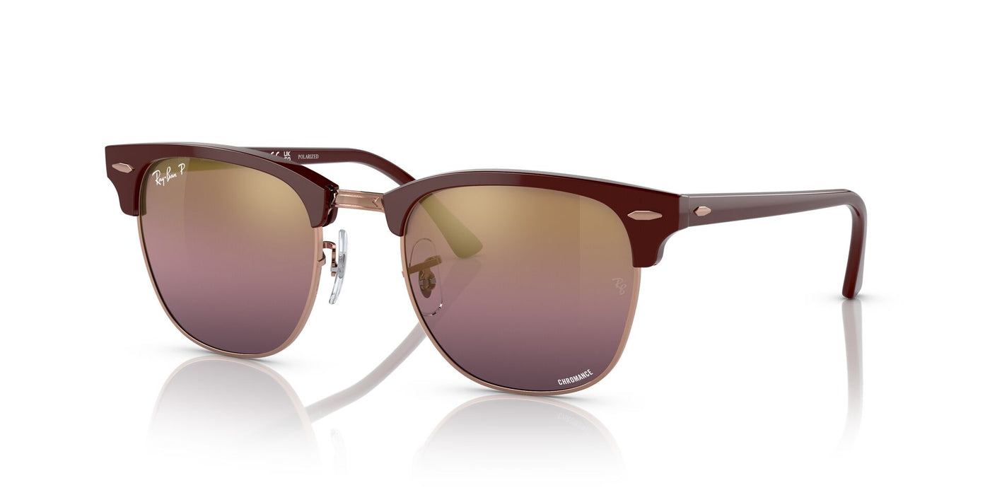 Ray-Ban Clubmaster RB3016 Bordeaux On Rose Gold/Gold-Red Polarised #colour_bordeaux-on-rose-gold-gold-red-polarised