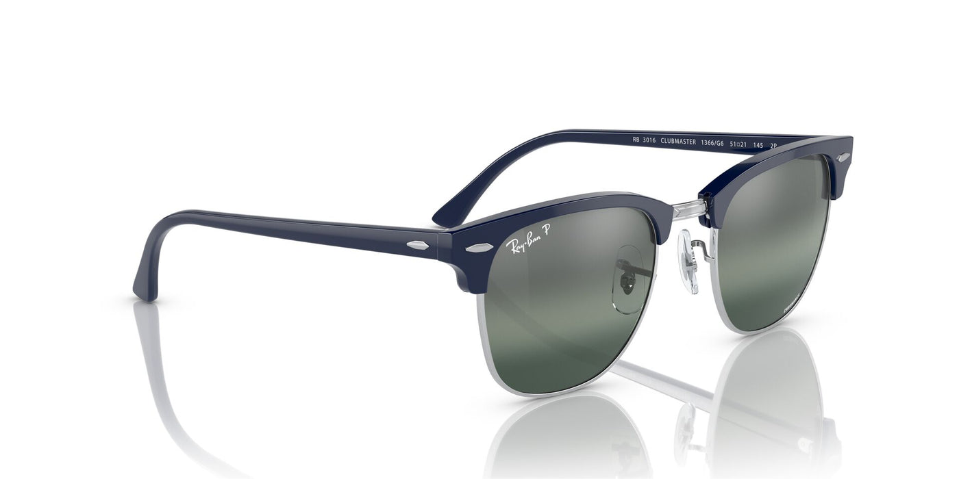 Ray-Ban Clubmaster RB3016 Blue On Silver/Silver-Blue Polarised #colour_blue-on-silver-silver-blue-polarised