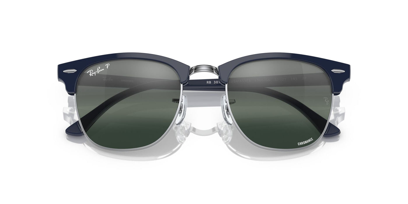 Ray-Ban Clubmaster RB3016 Blue On Silver/Silver-Blue Polarised #colour_blue-on-silver-silver-blue-polarised