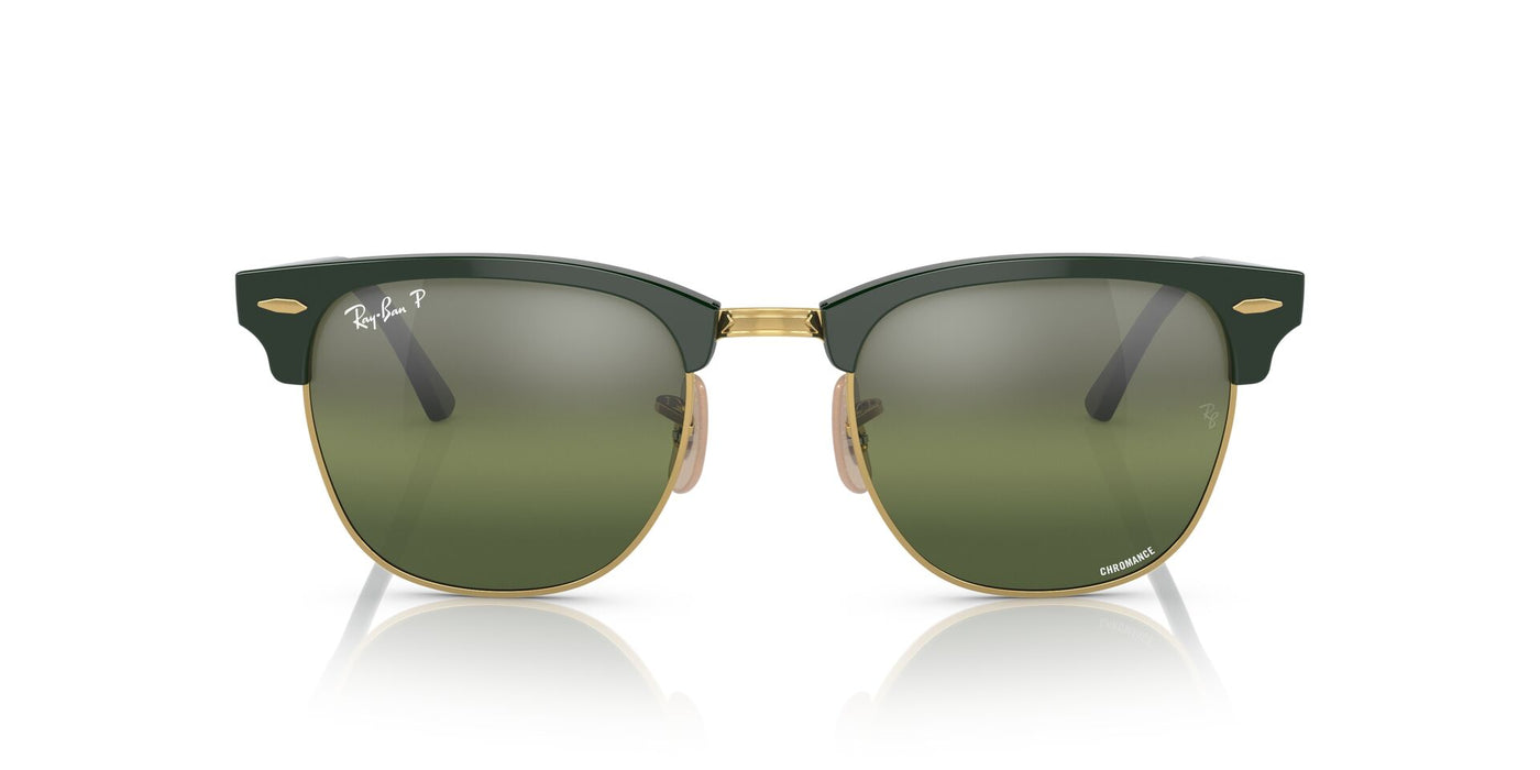 Ray-Ban Clubmaster RB3016 Green On Gold/Silver-Green Polarised #colour_green-on-gold-silver-green-polarised