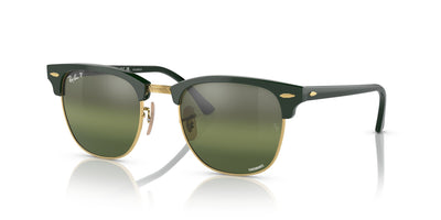 Ray-Ban Clubmaster RB3016 Green On Gold/Silver-Green Polarised #colour_green-on-gold-silver-green-polarised