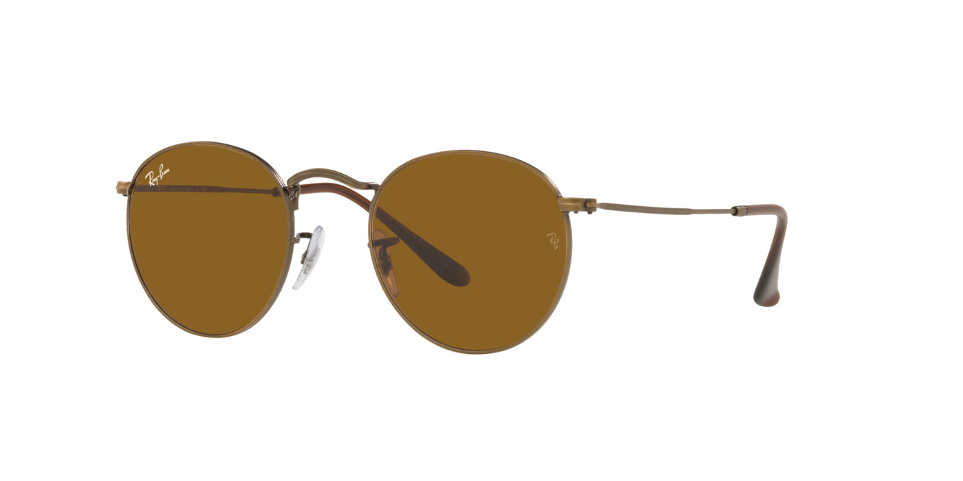 Ray-Ban Round Metal RB3447 Antique Gold/Brown #colour_antique-gold-brown