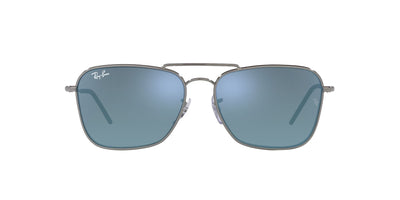 Ray-Ban Caravan Reverse RBR0102S Gunmetal/Dark Grey Turquoise Mirror #colour_gunmetal-dark-grey-turquoise-mirror