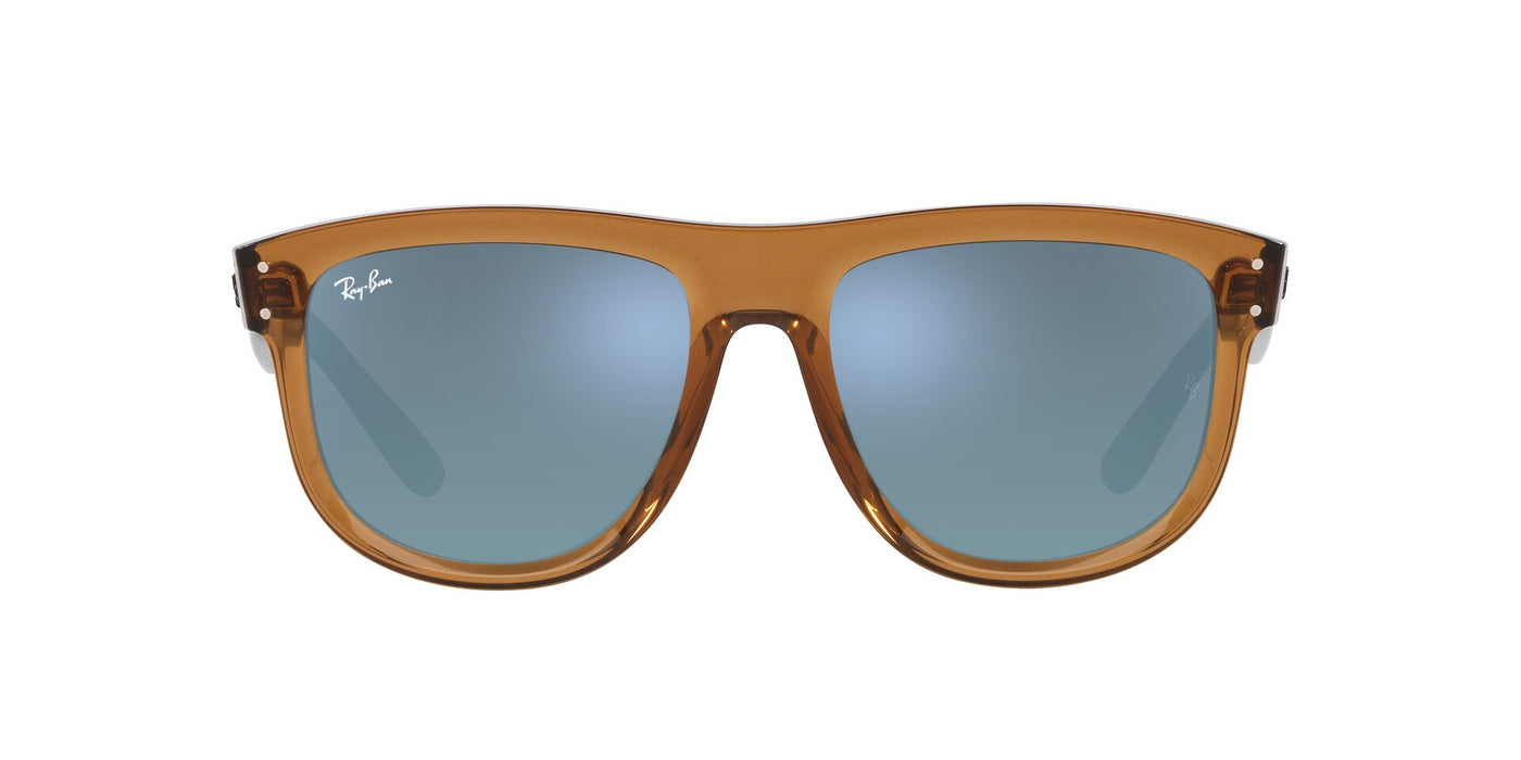 Ray-Ban Boyfriend Reverse RBR0501S Transparent Caramel Brown/Dark Grey Turquoise Mirror #colour_transparent-caramel-brown-dark-grey-turquoise-mirror