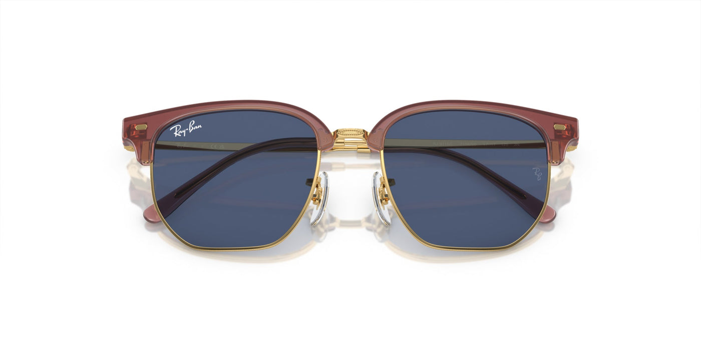 Ray-Ban Junior New Clubmaster RJ9116S Opal Pink On Gold/Dark Blue #colour_opal-pink-on-gold-dark-blue