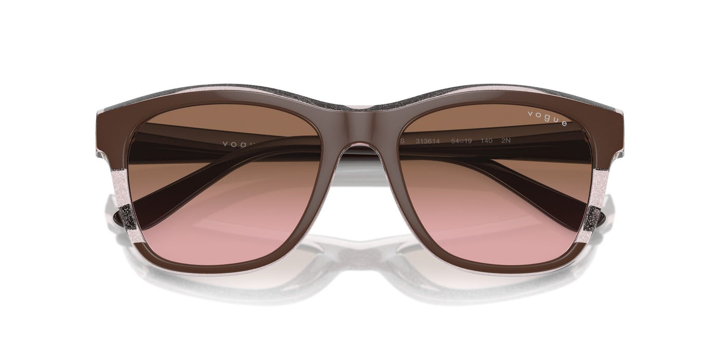 Vogue Eyewear VO5557S Brown/Transparent Rose Glitter/Pink Brown Gradient #colour_brown-transparent-rose-glitter-pink-brown-gradient