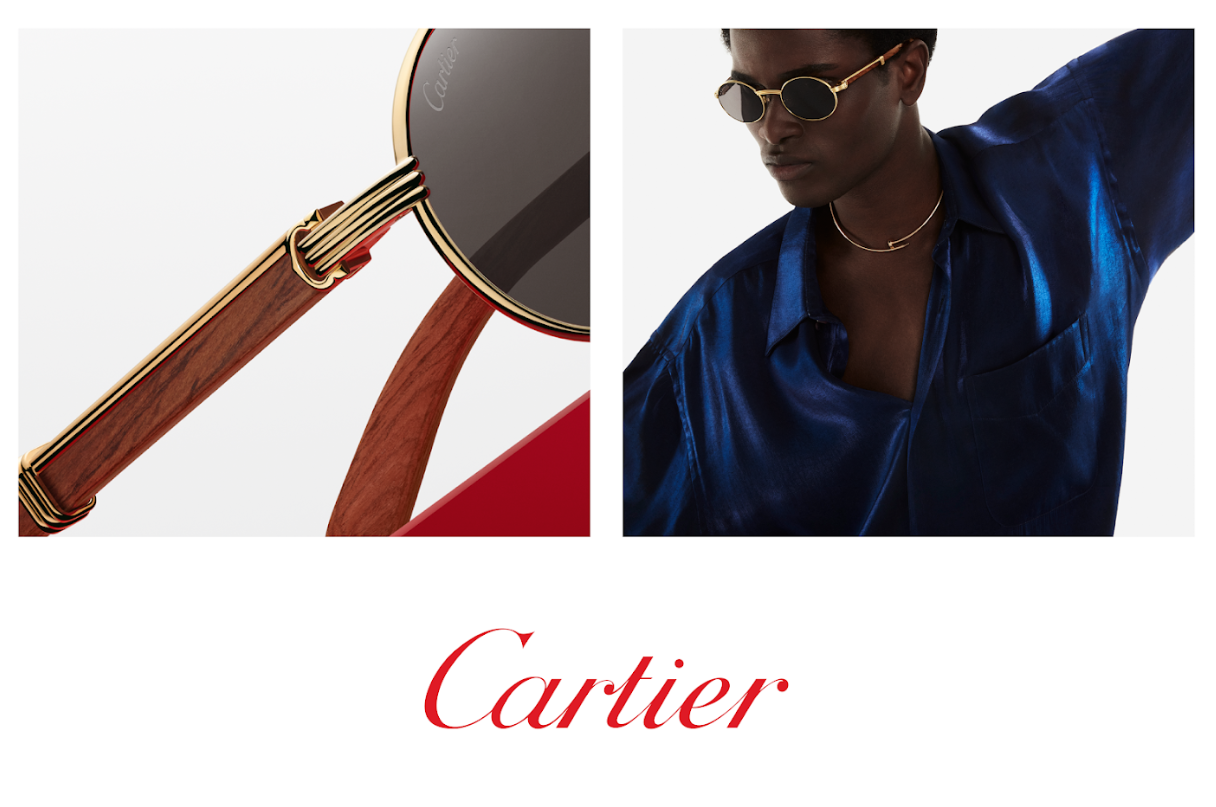 Cartier Eyewear Custom CT0148O-001 Panthere De Cartier Rimless Sunglas