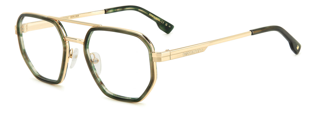 Lunettes De Vue Dsquared2 D2 0111 JDJ - Monture Vert Corne 52/20/145 Pour Homme - Neuf Avec étiquettes