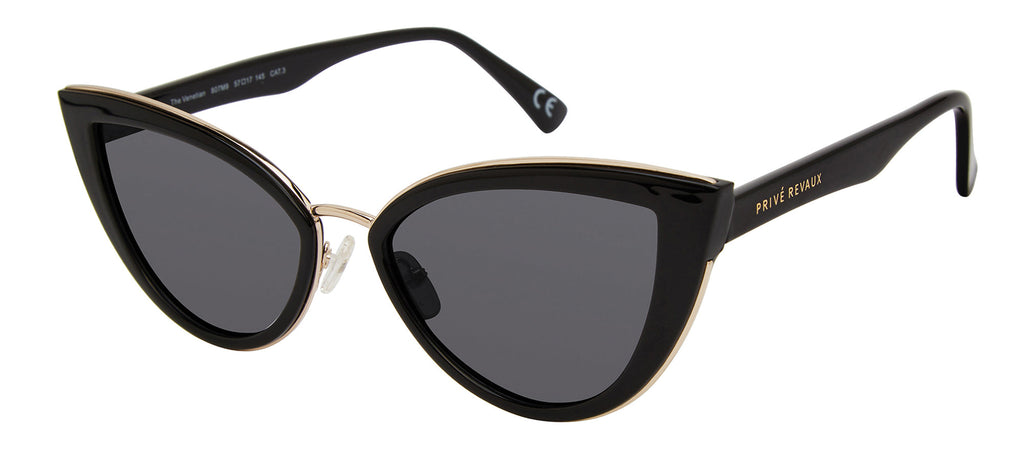 Privé Revaux Women\'s Gold Frame Sunglasses with Black Lenses DaveO Prive Revaux NO FILTER | Eyeglass World main image 3