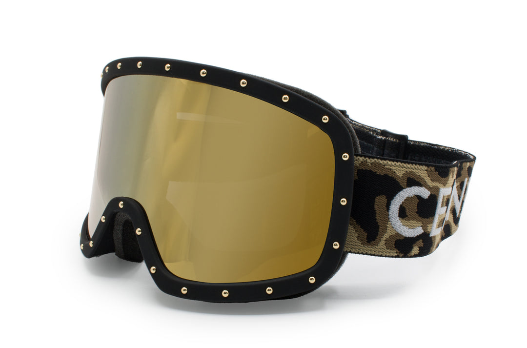 Celine CL40196U 40C Yellow Shield Frame, Grey Mirror Lenses Celine CL40196U Black Gold Studded Mirror Ski Mask  main image 3