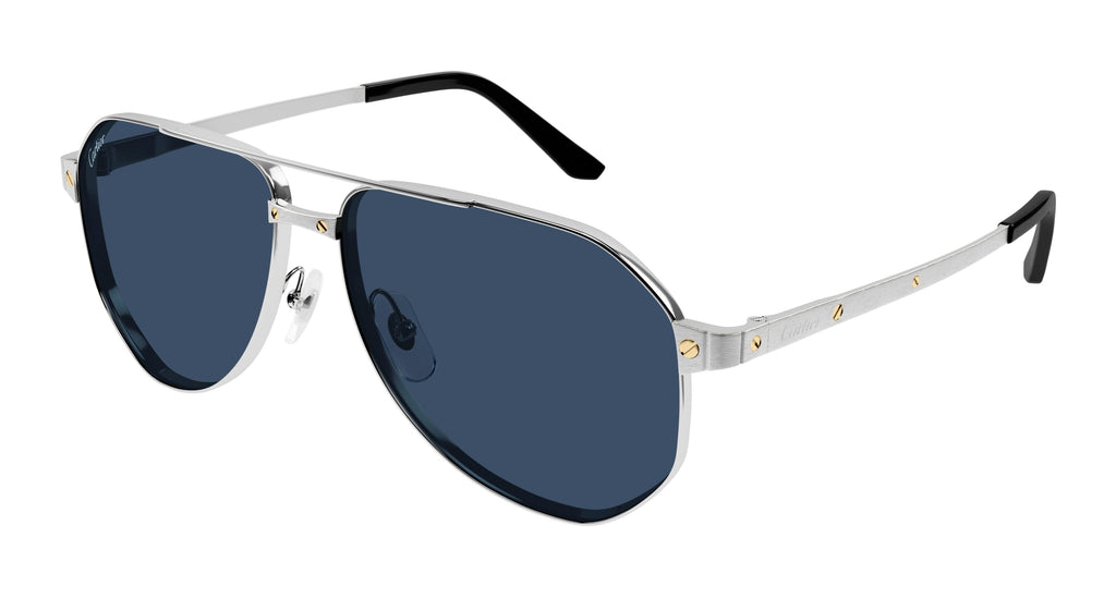 Cartier CT0461S #colour_shiny silver/blue with light mirror polarised