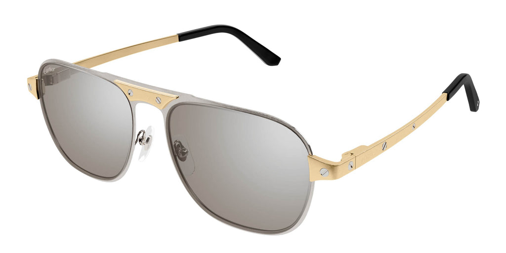 Cartier CT0532S-001 Sunglasses Silver Gold Grey Metal CT0532S Sunglasses - Cartier Authorized Retailer  main image 3