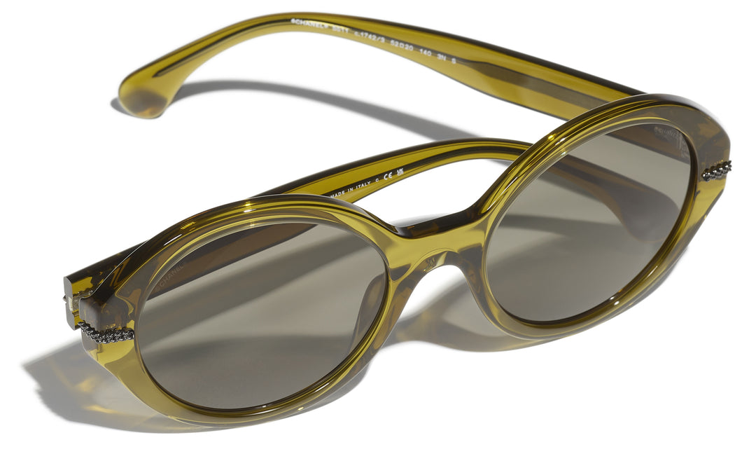 Chanel 5511 sunglasses in green round frames Chanel Sunglasses 5511 c.1459/3H Green Palladium Frames w  main image 4