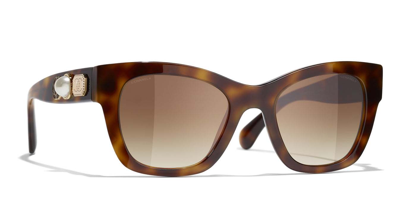 CHANEL 5414 Women's Butterfly Sunglasses, Brown Tortoise / Beige