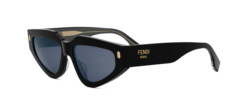 Fendi FE40163U 01V Sunglasses Shiny Black Cat Eye Frame, Blue Lenses Fendi Fendi Roma FE40163U Sunglasses | Neiman Marcus main image 3