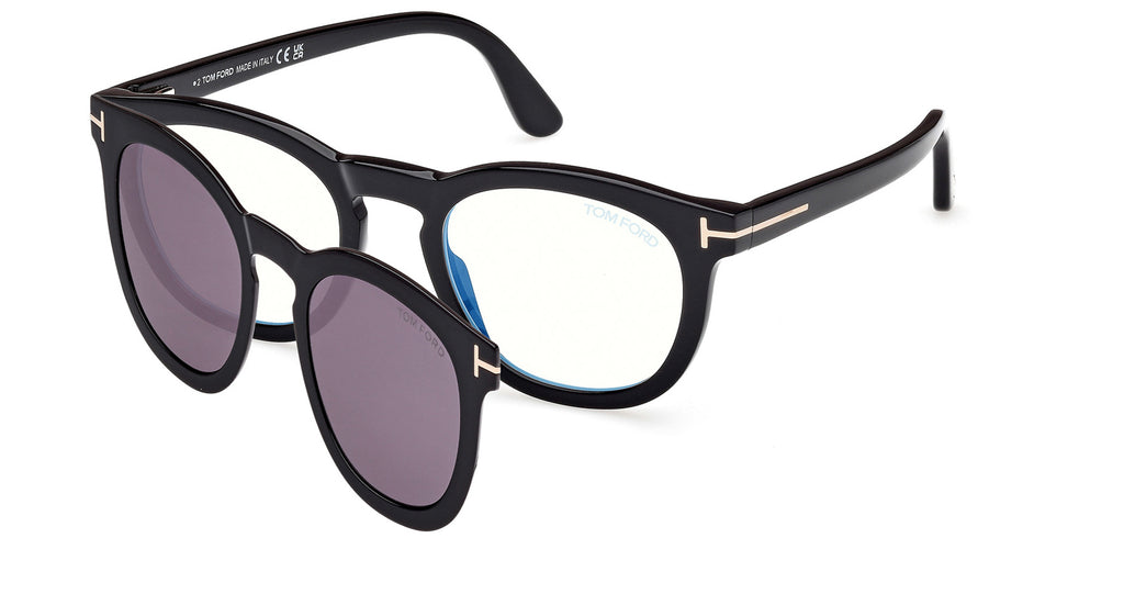 【送料,関税込】TOM FORD TF5993-Bブルーカット&クリップオン Tom Ford TF5993-B Blue Light Round Sunglasses | Fashion Eyewear