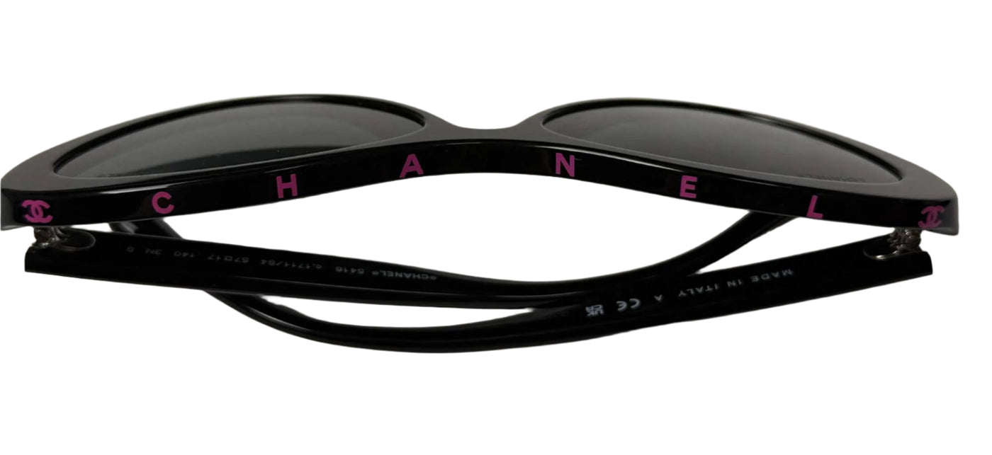Chanel Oval Black with Pink Sunglasses